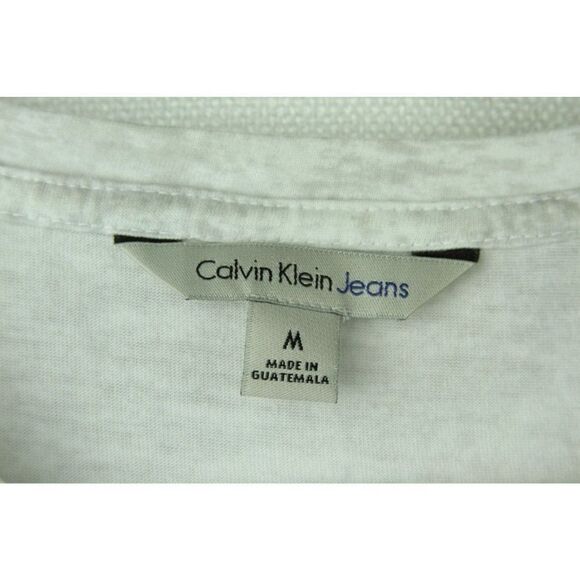 Calvin Klein T-Shirt Top Short Sleeves Raw Hem Logo Womens M Gray - Picture 5 of 9
